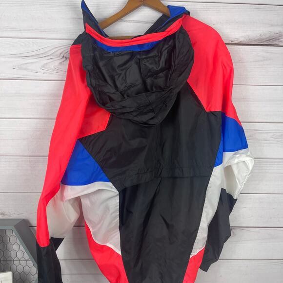 Vintage‎ 90s Nike Multi Color Windbreaker Jacket Packable Hood Black Blue Pink - Picture 7 of 9